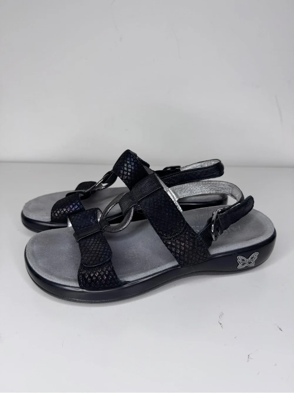 Alegria Julie Black Leather Sandals